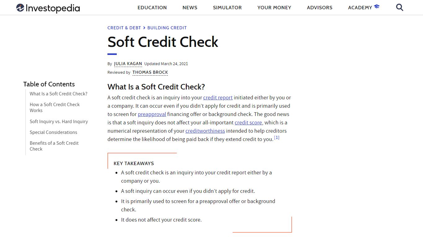 Soft Credit Check Definition - Investopedia